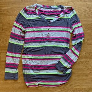 Neon Striped Liz Lange Maternity Shirt Size L